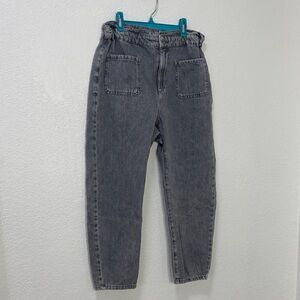 Zara high-waisted paperbag baggy jeans in a charcoal wash gray color